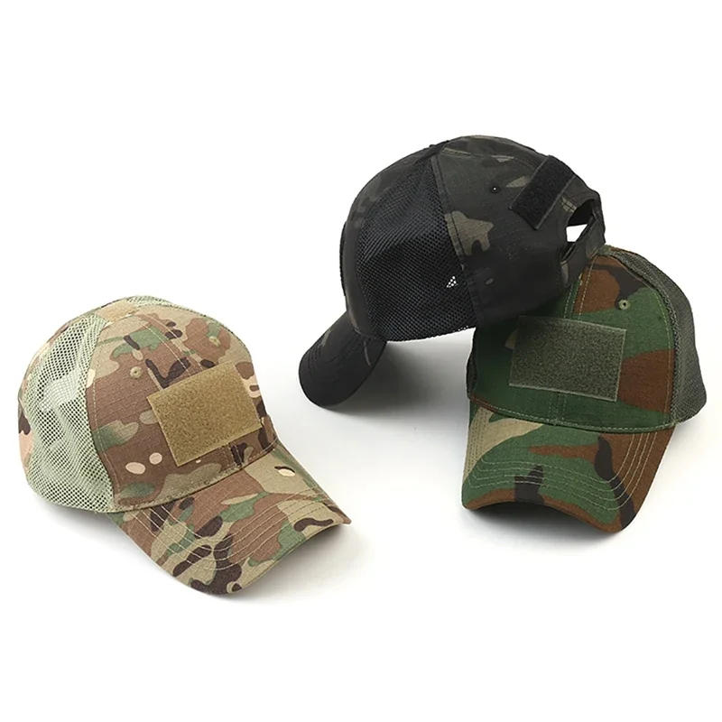 Mens Outdoor Hunting Hats - หมวกแก๊ปตาข่ายลายพรางมัลติแคมแบบปรับได้สำหรับกิจกรรมกลางแจ้ง ปี 2026 เหมาะสำหรับแอร์ซอฟท์ ตกปลา ล่าสัตว์