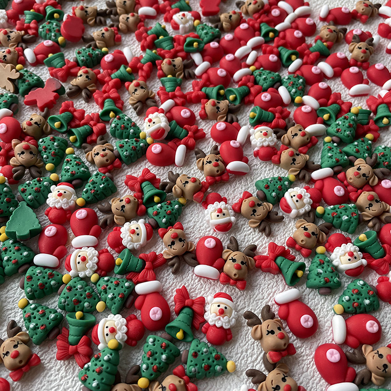 Elk Bugle Call - 10 ชิ้นคริสต์มาสเล็บ Charms การ์ตูน Santa Claus,