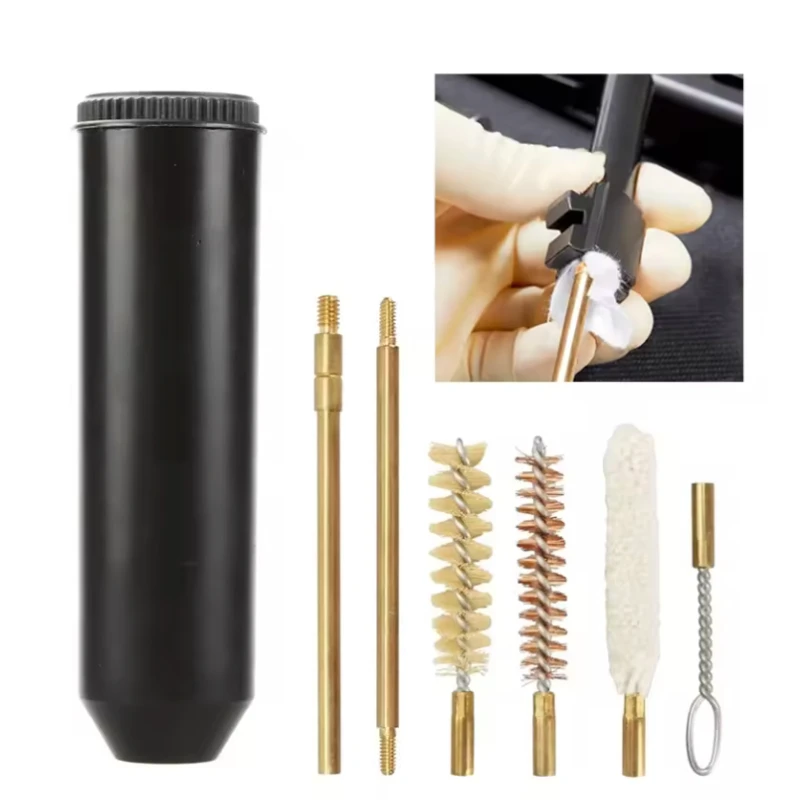 Gun Cleaning Rod - ชุดอุปกรณ์ทำความสะอาดปืน 7 ชิ้น สำหรับใช้งานระดับมืออาชีพ ประกอบด้วย แปรงทำความสะอาดลำกล้องปืนแบบมีด้ามจับ