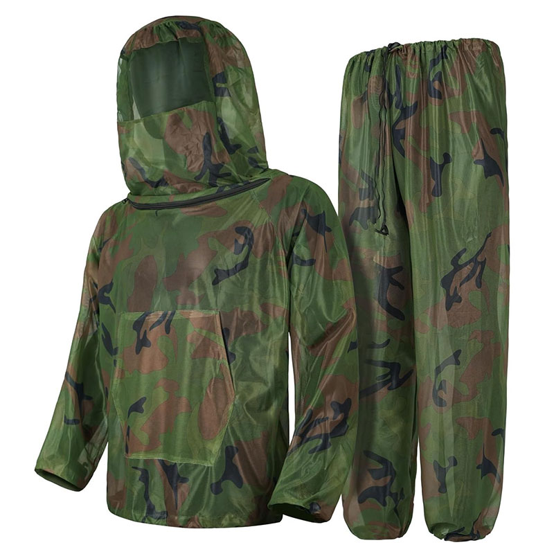 Ghillie Suit Woodland - Woodland Camouflage Anti-ยุงการเลี้ยงผึ้งชุดCamping Disguise Beekeeperตาข่ายHoodการล่าสัตว์Ghillieชุดเสื้อผ้าตกปลา