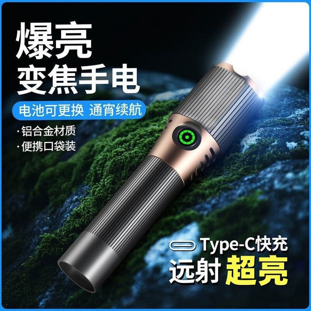 Headlamp Tactical Bright - ไฟฉายซูมแบบยุทธวิธี, สว่างพิเศษ ชาร์จซ้ำได้, ไฟ LED พกพาสำหรับการตั้งแคมป์