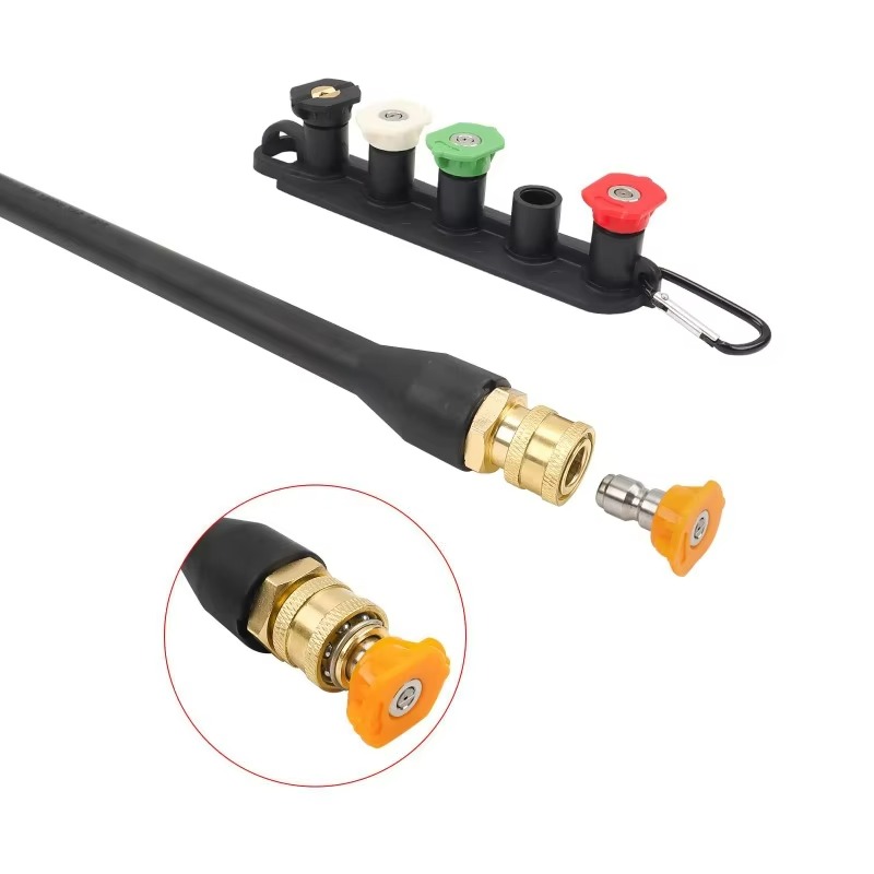 Gun Cleaning Rod - หัวฉีดโรตารี่แบบกลม 1/4 นิ้ว สำหรับเปลี่ยนหัวฉีดเครื่องฉีดน้ำแรงดันสูง พร้อมข้อต่อแบบเร็ว สำหรับล้างรถ