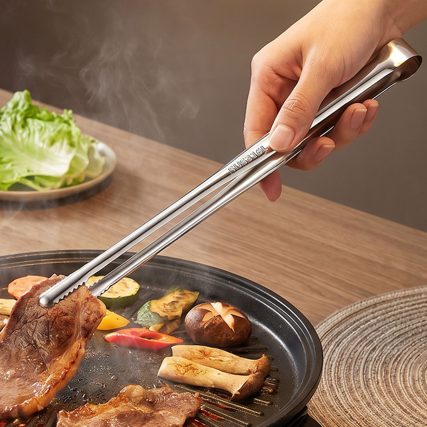 ที่คีบเนื้อสแตนเลสสำหรับทำอาหา - Outdoor Hunting Kitchen บทวิจารณ์และราคา