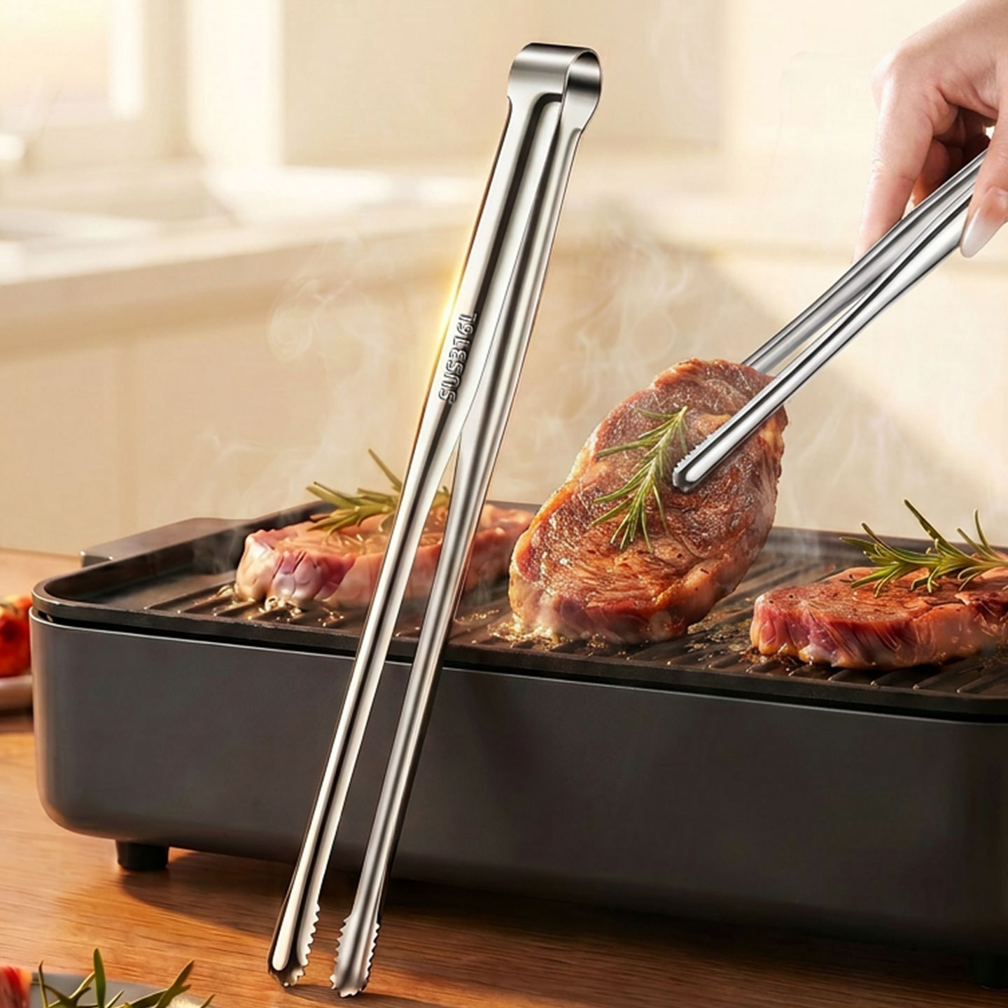 ที่คีบเนื้อสแตนเลสสำหรับทำอาหา - Outdoor Hunting Kitchen บทวิจารณ์และราคา